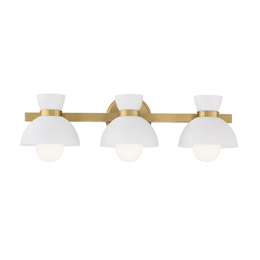 Savoy Meridian 3 Light Bathroom Vanity, Natural Brass - M80075NB