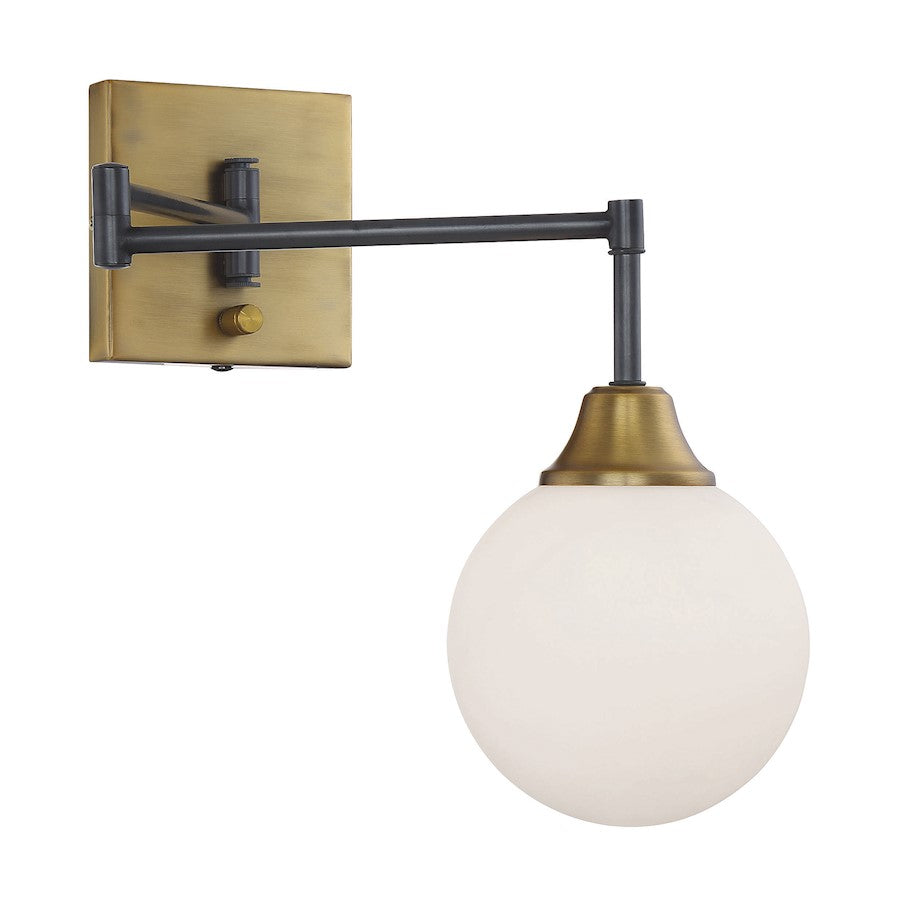 Meridian Mid-Century Modern 1 Lt Swing Wall Sconce, BZ/BS/WH - M90006-79