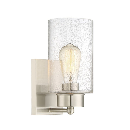 Meridian Coastal 1 Light Wall Sconce, Brushed Nickel/Clear Seeded - M90013BN