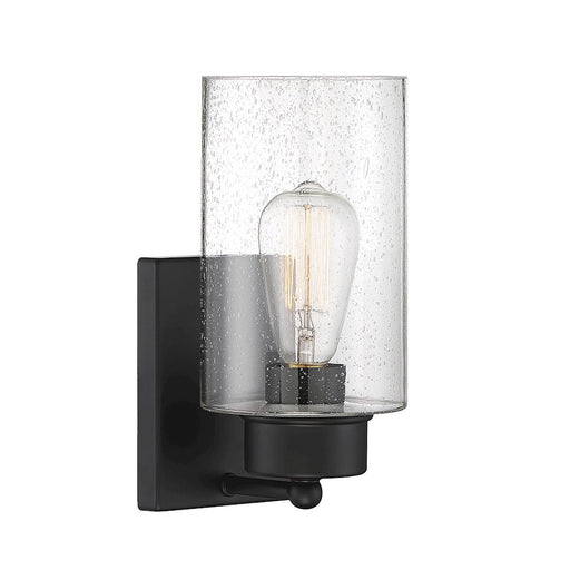 Meridian Transitional 1 Light Wall Sconce, Black/Clear Seeded - M90013MBK
