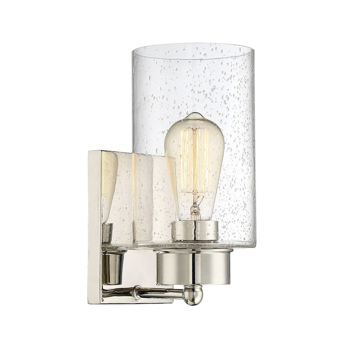 Meridian Coastal 1 Light Wall Sconce, Polished Nickel/Clear Seeded - M90013PN