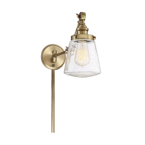 Meridian Industrial 1 Light Adjustable Wall Sconce, Brass/Clear - M90020NB
