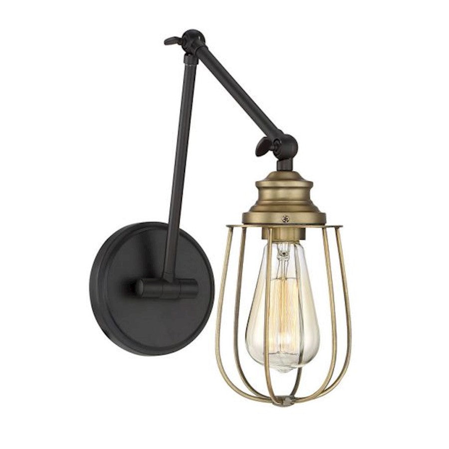 Meridian Industrial 1 Light Adjustable Wall Sconce, Bronze/Brass - M90022ORBNB