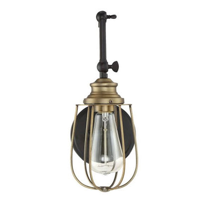 Meridian Industrial 1 Light Adjustable Wall Sconce, Bronze/Brass