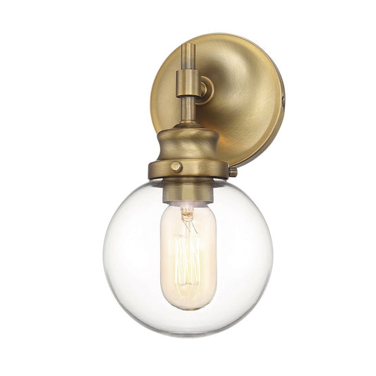 Meridian Modern 1 Light 10" Wall Sconce, Natural Brass/Clear - M90024NB