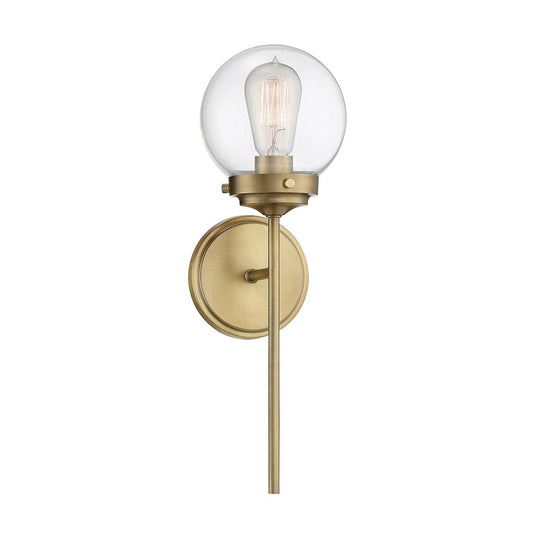 Meridian Modern 1 Light 18" Wall Sconce, Natural Brass/Clear - M90025NB