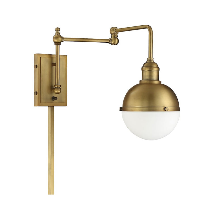 Meridian Industrial 1 Light Adjustable Wall Sconce, Brass/White
