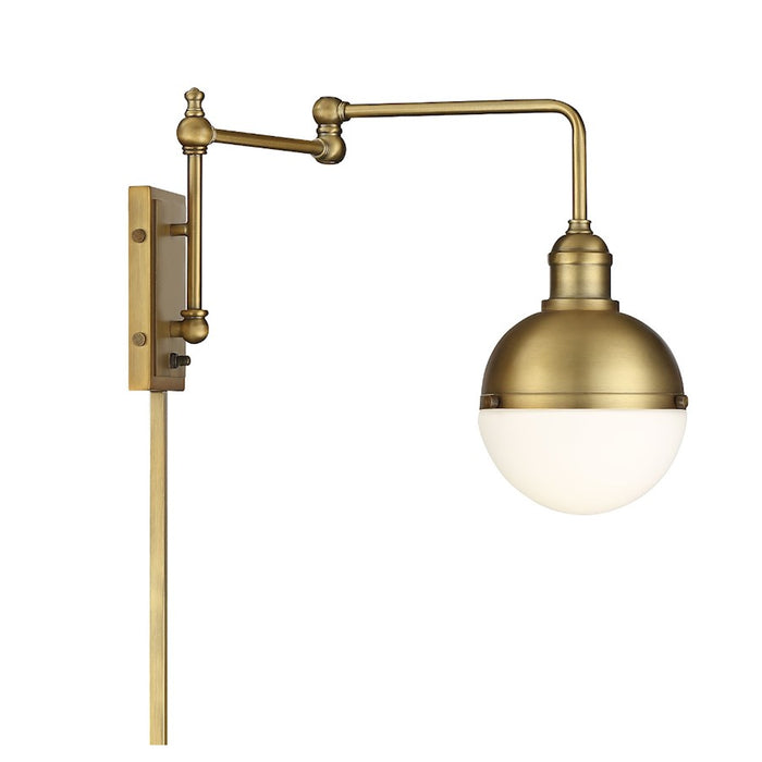 Meridian Industrial 1 Light Adjustable Wall Sconce, Brass/White