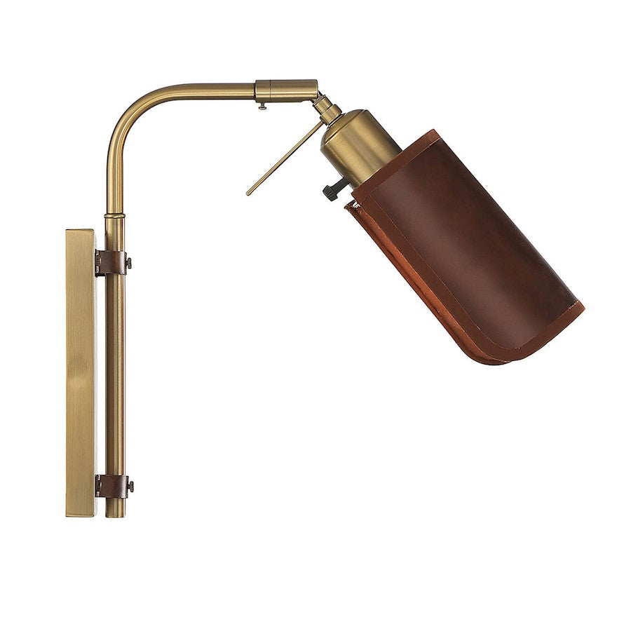 Meridian Mid-Century Modern 1 Light 12" Adjustable Wall Sconce, Brass - M90062NB