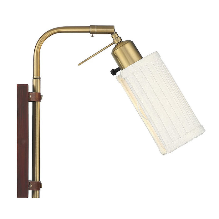 Meridian Mid-Century 1 Light Adjustable Wall Sconce, Redwood/Brass