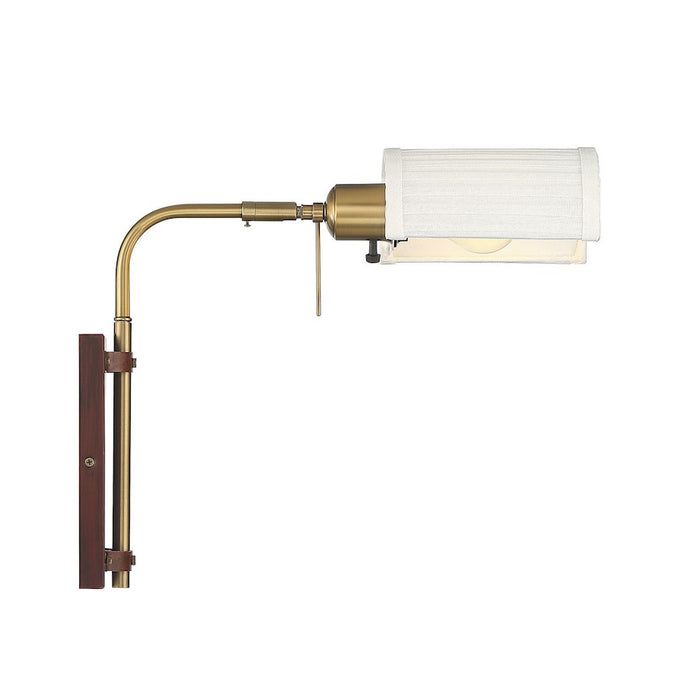 Meridian Mid-Century 1 Light Adjustable Wall Sconce, Redwood/Brass