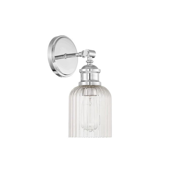 Meridian Vintage 1 Light Wall Sconce, Clear Ribbed