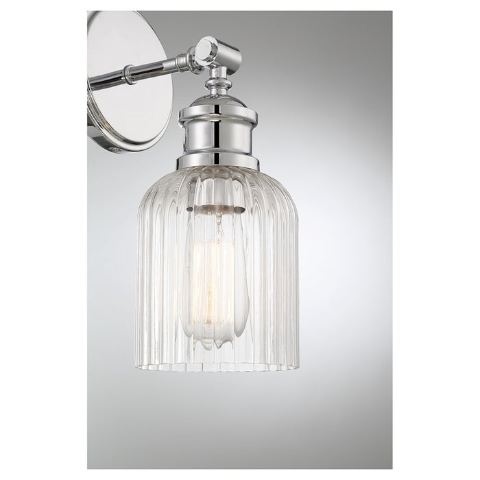 Meridian Vintage 1 Light Wall Sconce, Clear Ribbed