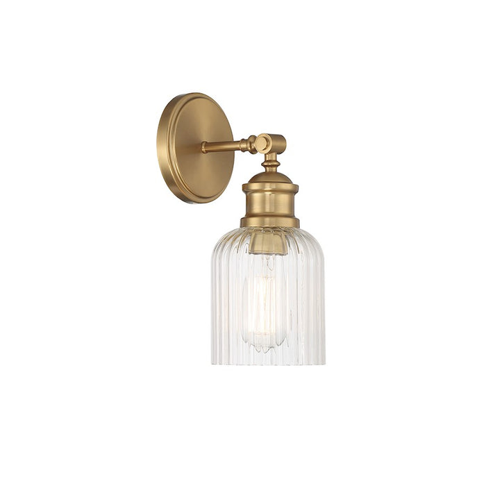 Meridian Vintage 1 Light Wall Sconce, Natural Brass/Ribbed - M90083NB