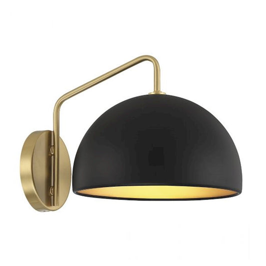 Meridian Vintage 1 Light 8.5" Wall Sconce, Matte Black/Brass - M90094MBKNB