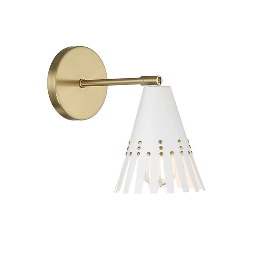 Savoy Meridian 1 Light Adjustable Wall Sconce, White/Brass - M90103WHNB