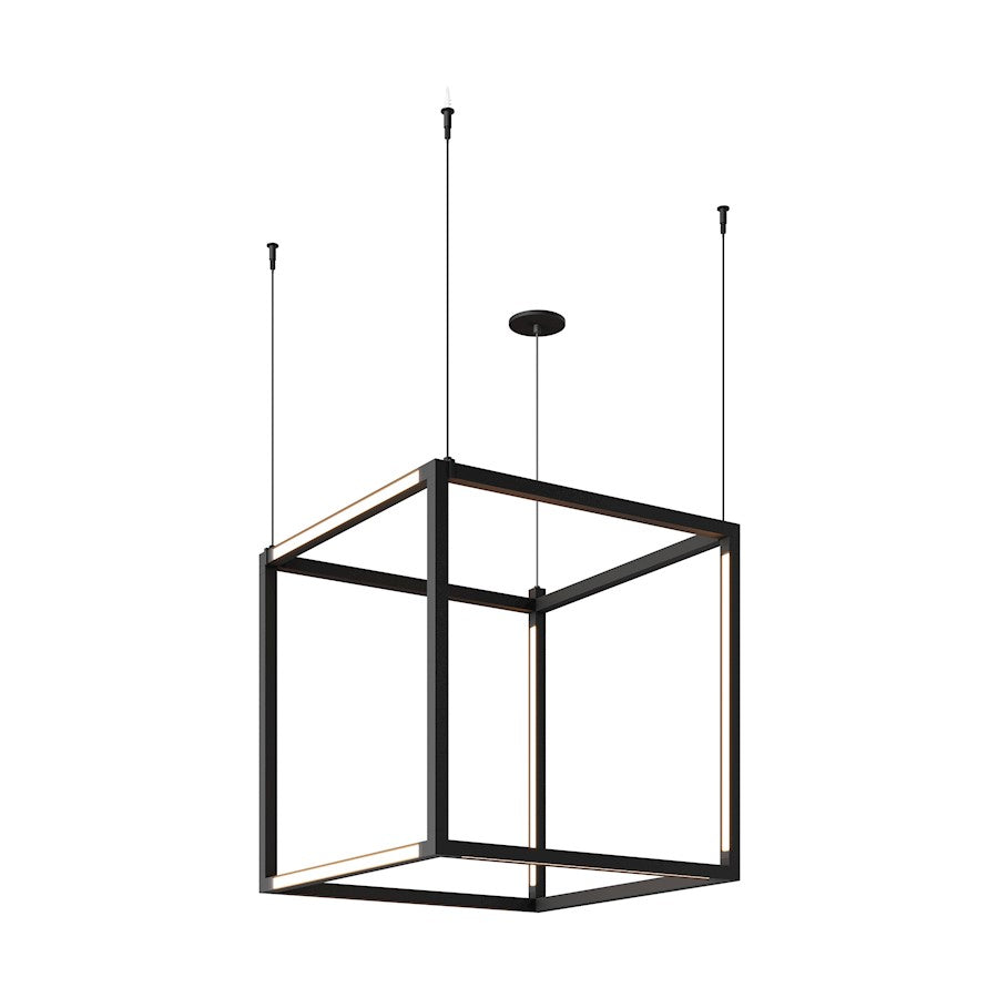 Tech Lighting Brox Cube 24" Pendant, Black/24V Surface Canopy - 700BRXCL93024BS