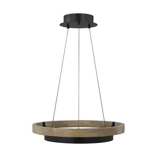 Tech Lighting Grace 1-Lt 24" Chandelier, Black/Weathered Oak - 700GRC24BW-LED930