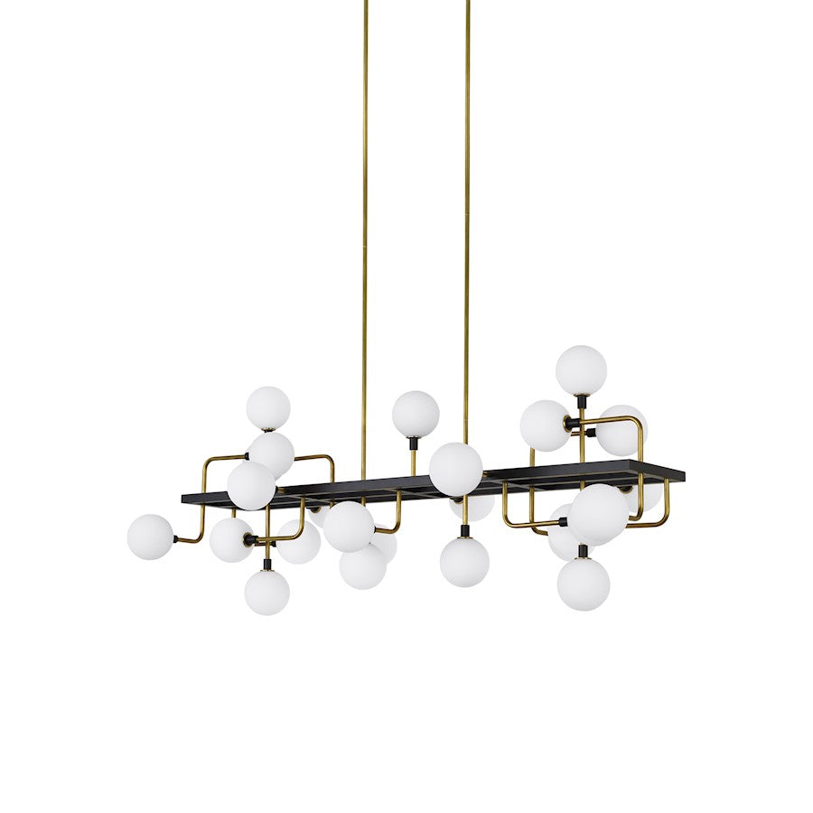 Visual Comfort Modern Viaggio Linear Suspension, Opal/Brass