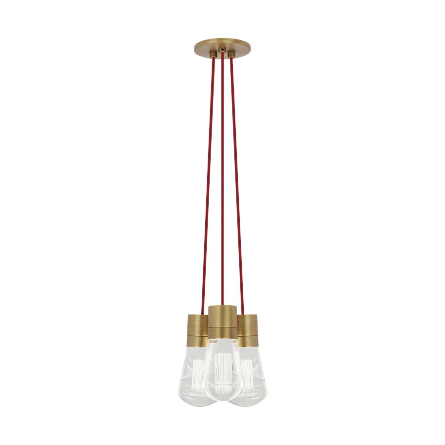 Visual Comfort Modern Alva 3Lt Pendant/LED922, BS/Red - 700TDALVPMC3RNB-LED922