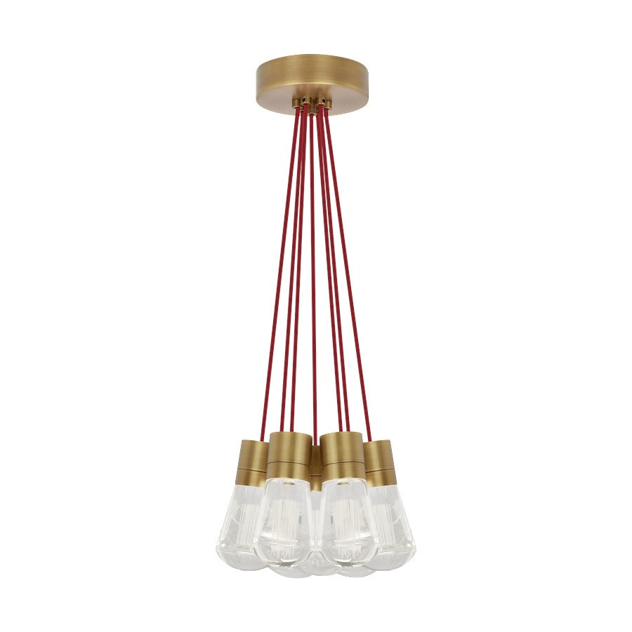 Visual Comfort Modern Alva 7Lt Pendant/LED922, BS/Red - 700TDALVPMC7RNB-LED922