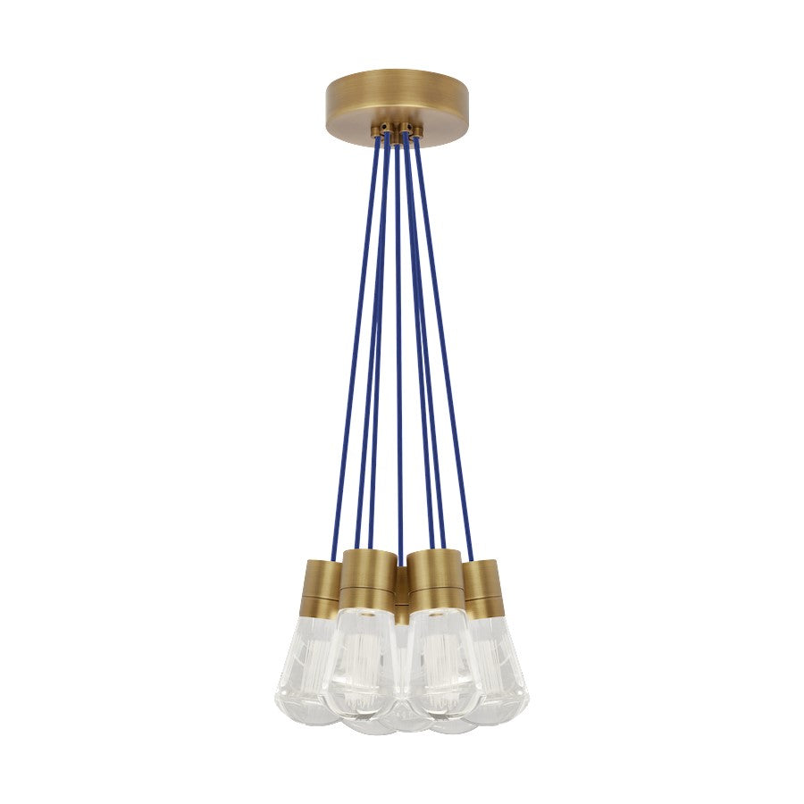 Visual Comfort Modern Alva 7Lt Pendant/LEDWD, Brass/Blue - 700TDALVPMC7UNB-LEDWD