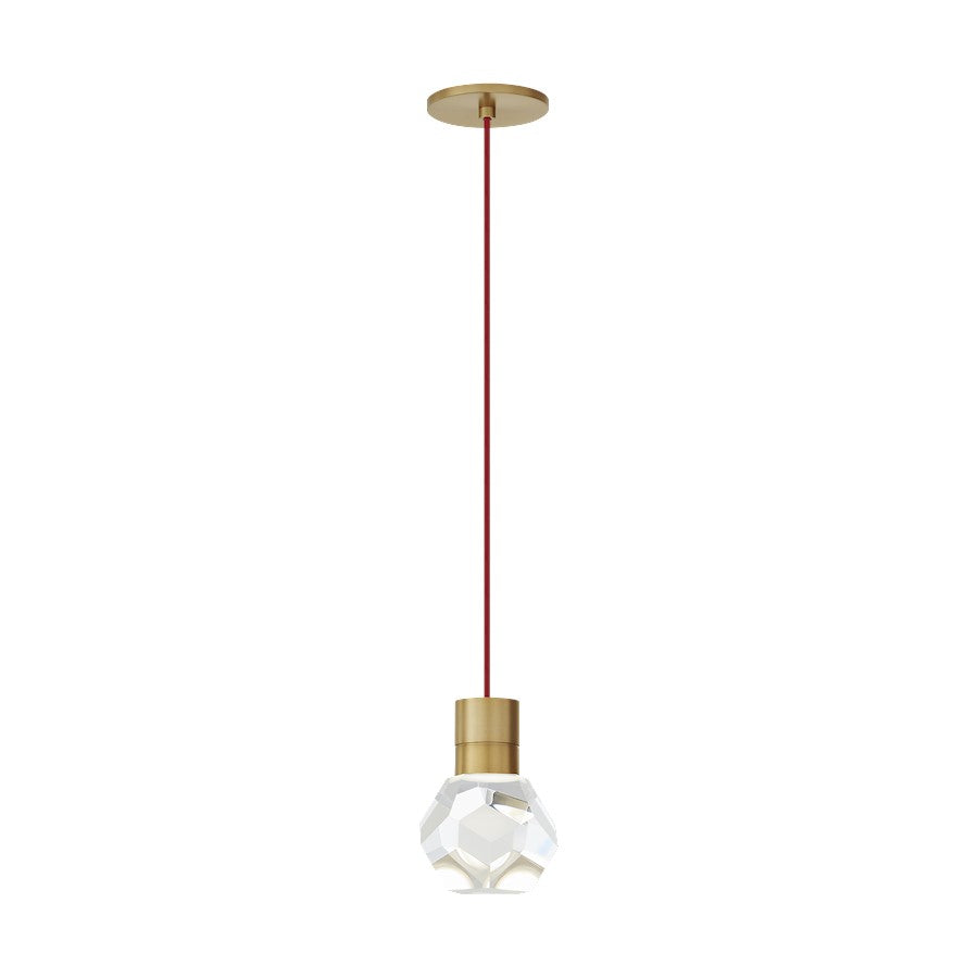 Visual Comfort Modern Kira 1Lt Pendant/LED922, Brass/Red - 700TDKIRAP1RNB-LED922