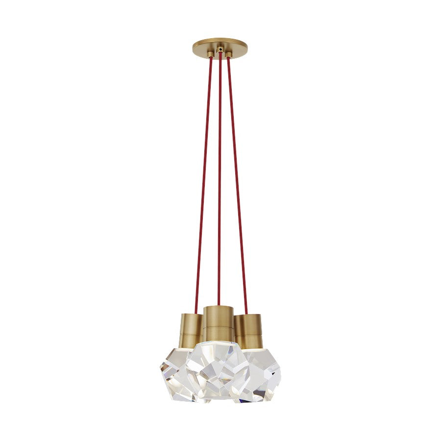 Visual Comfort Modern Kira 3Lt Pendant/LED922, Brass/Red - 700TDKIRAP3RNB-LED922