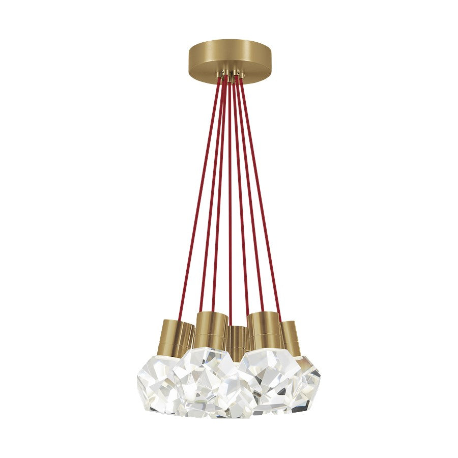 Visual Comfort Modern Kira 7Lt Pendant/LED922, Brass/Red - 700TDKIRAP7RNB-LED922