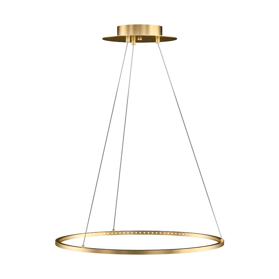 Tech Lighting 1 Light Vellavi 24" Chandelier, Natural Brass - 700VLV24NB-LED922