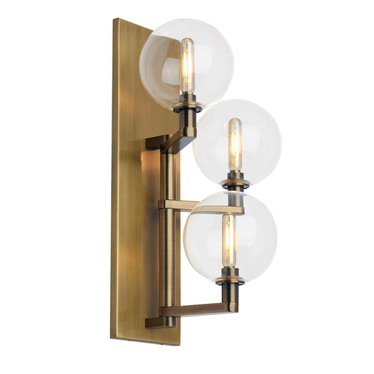 Modern Gambit Triple Wall Sconce, Clear/Satin Nickel