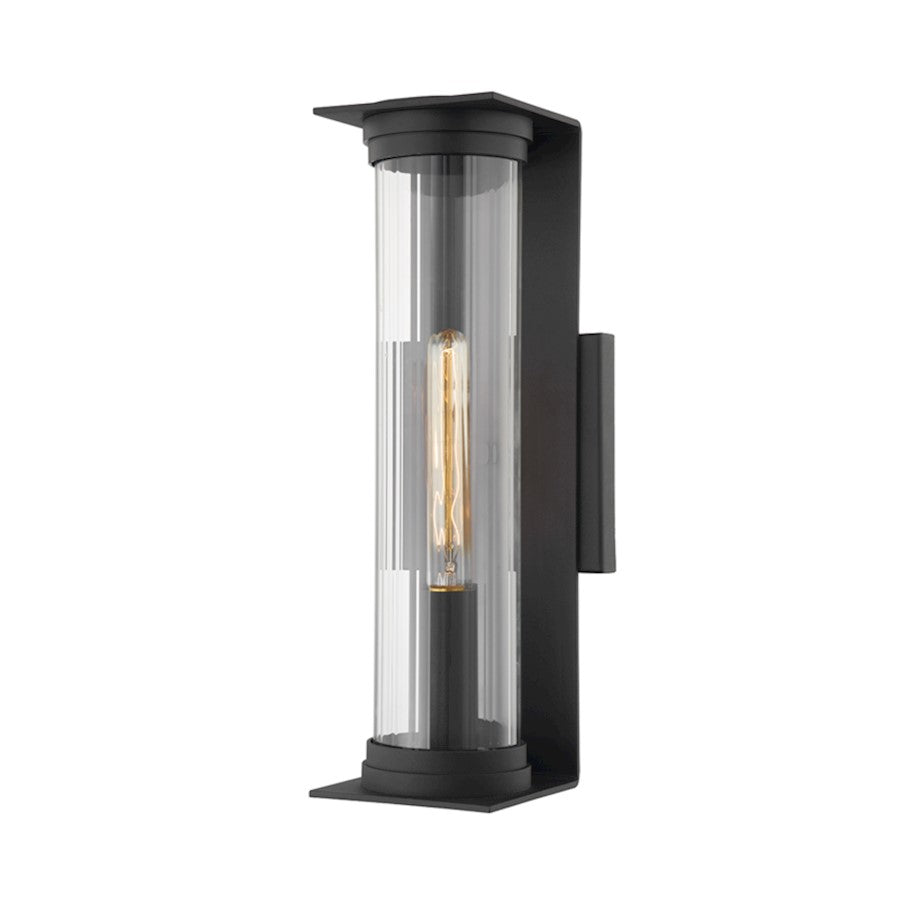 Troy Lighting Presley 1 Light Exterior Medium Sconce, Black/Clear - B1322-TBK