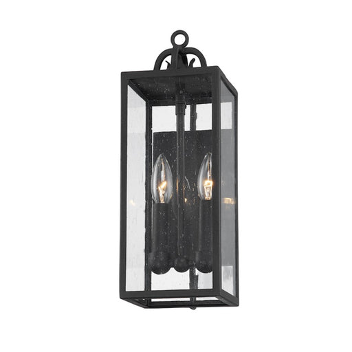 Troy Lighting Caiden 2 Light Exterior Wall Sconce, Iron/Clear Seeded - B2061-FOR