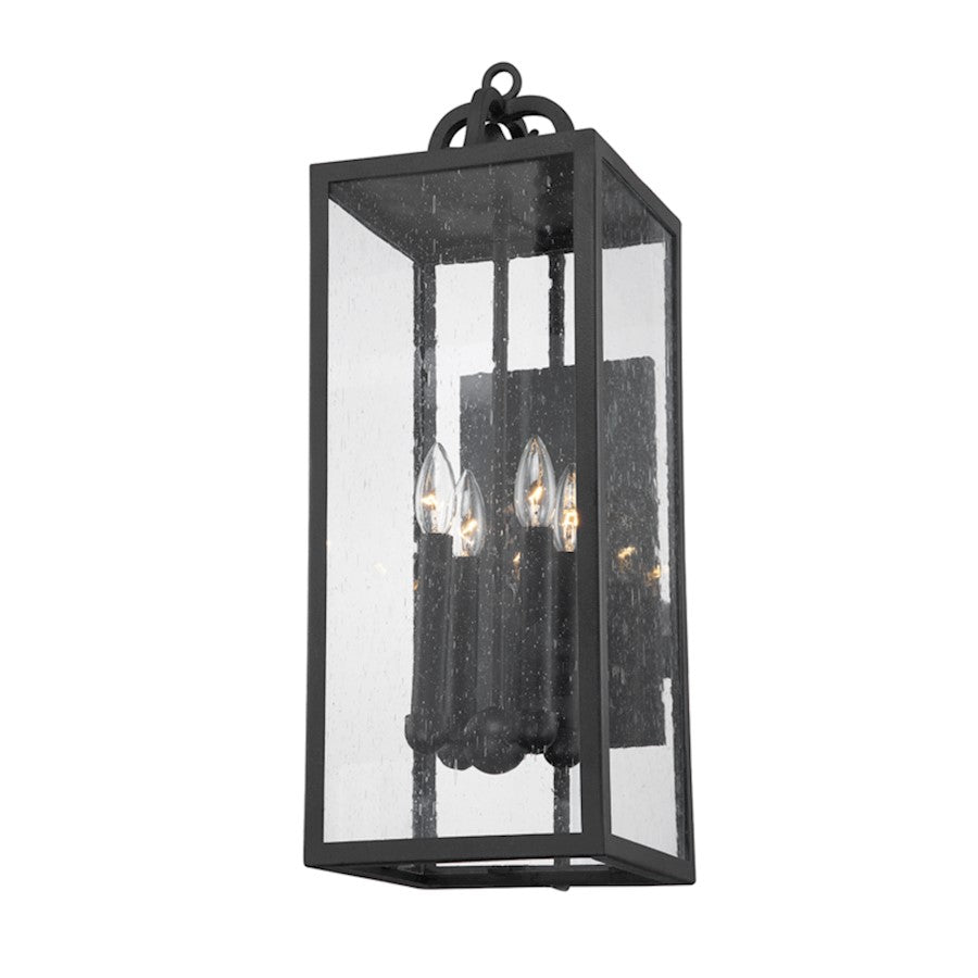 Troy Lighting Caiden 4 Light Exterior Wall Sconce, Iron/Clear Seeded - B2063-FOR