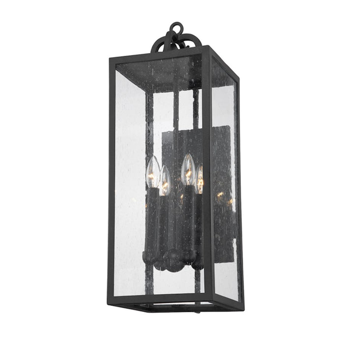 Troy Lighting Caiden 4 Light Exterior Wall Sconce, Iron/Clear Seeded - B2063-FOR