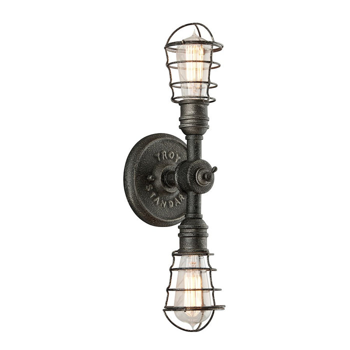 Troy Lighting Conduit 2 Light Wall Sconce, Old Silver