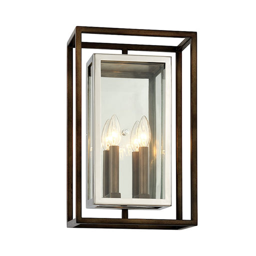 Troy Lighting Morgan 2Lt Wall Sconce, Bronze/Stainless/Clear - B6513-BRZ-SS