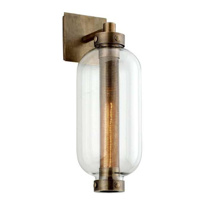 Troy Lighting Atwater 1 Light Outdoor Wall Sconce, Vintage Brass