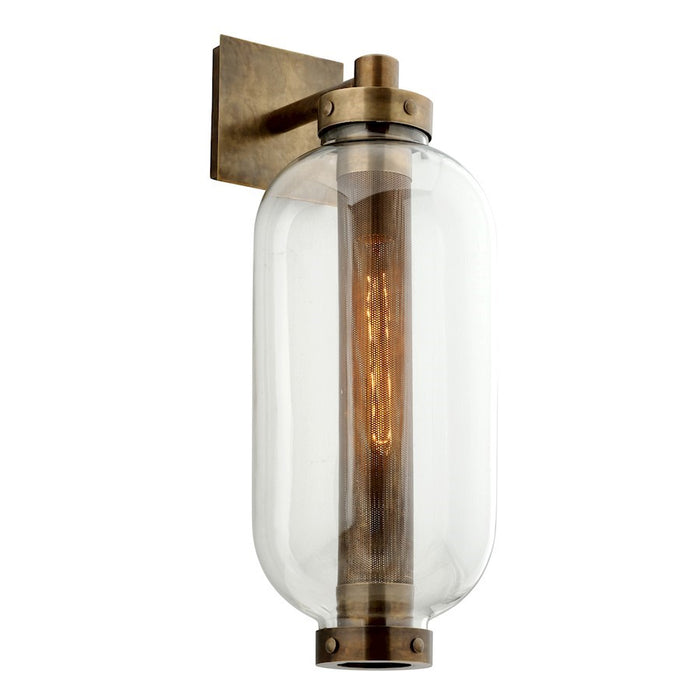 Troy Lighting Atwater 1 Light Outdoor Wall Sconce, Vintage Brass