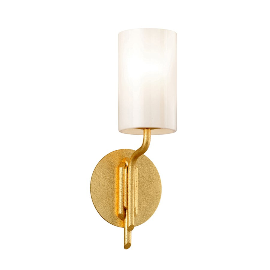 Troy Lighting Juniper 1Lt Wall Sconce, Textured Gold Leaf/Opal Glossy - B7491-GL