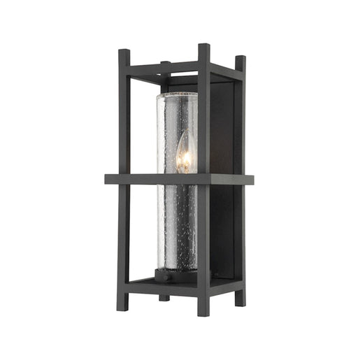 Troy Lighting Carlo 1 Light Small Exterior Wall Sconce, Black/Clear - B7501-TBK