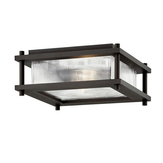 Troy Lighting James Bay 2Lt Flush Mount, Bronze/Clear Ribbed - C7310-TBZ