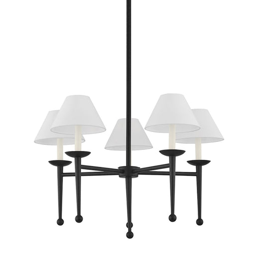 Troy Lighting London 5 Light Chandelier, Forged Iron/White - F1205-FOR