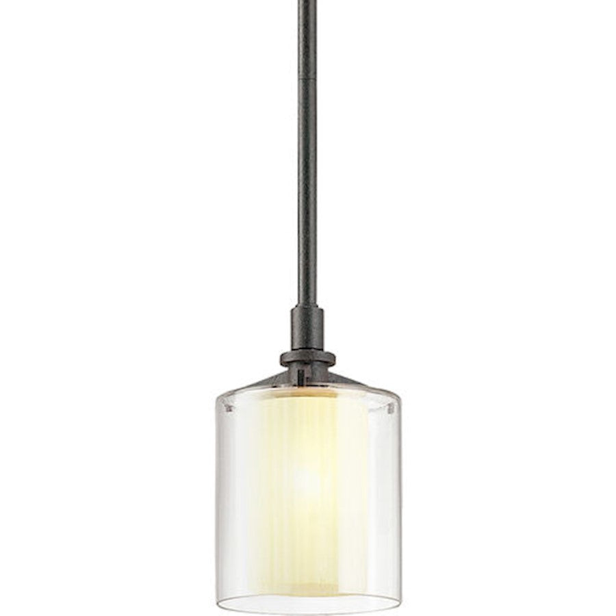 1 Light Pendant, French Iron/Clear