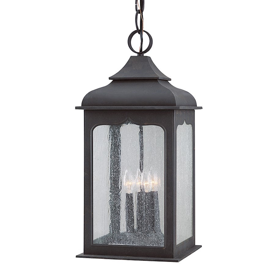 Troy Lighting Henry Street 4 Light Lantern, Iron/Clear Seeded - F2018-TBZ