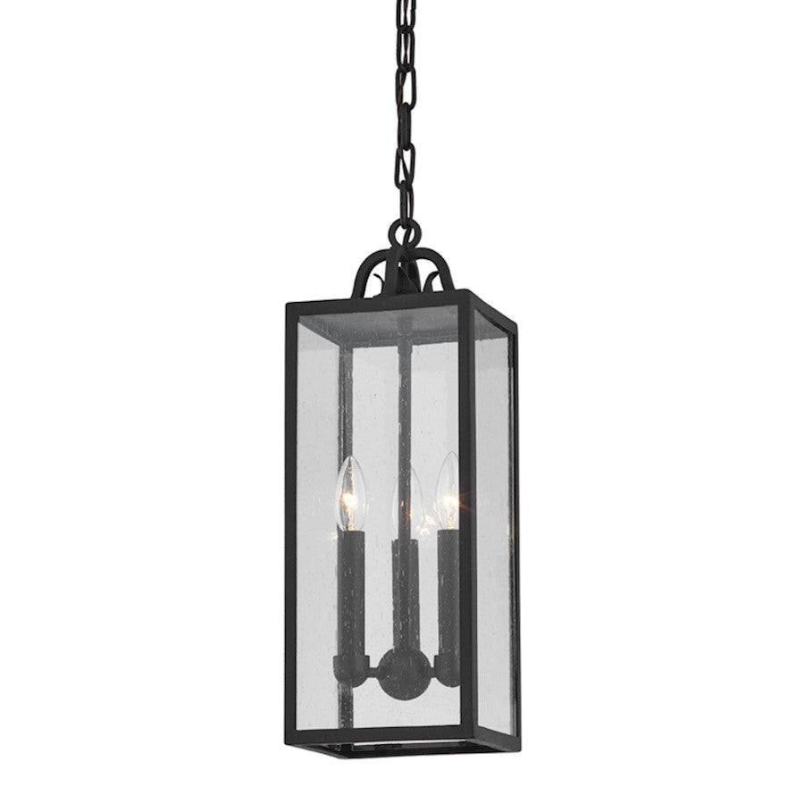 Troy Lighting Caiden 3 Light Exterior Lantern, Iron/Clear Seeded - F2066-FOR