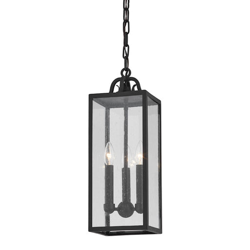 Troy Lighting Caiden 3 Light Exterior Lantern, Iron/Clear Seeded - F2066-FOR