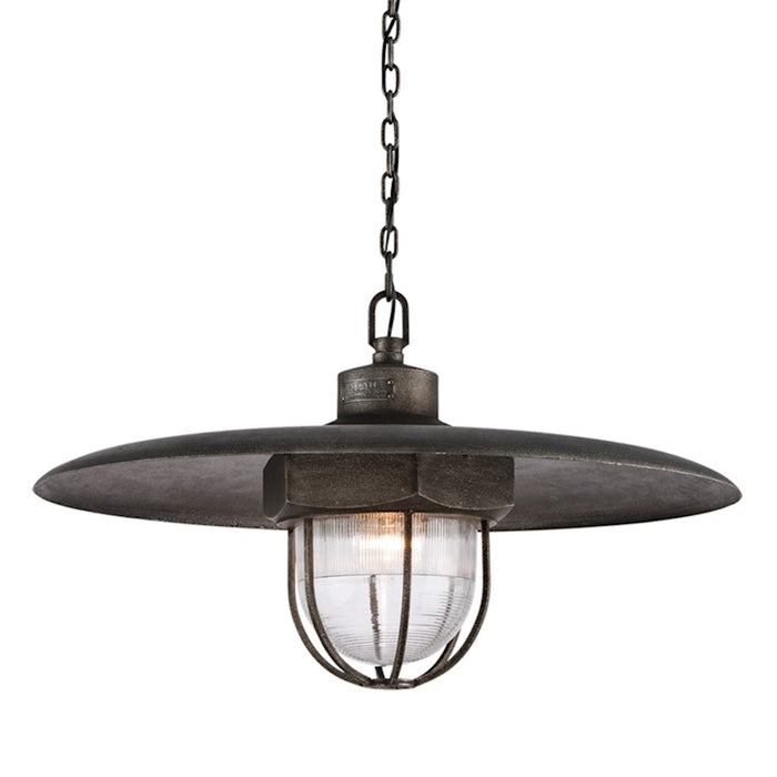 Troy Lighting Acme 1Lt Pendant, Large, Aged Silver/Clear - F3898-APW