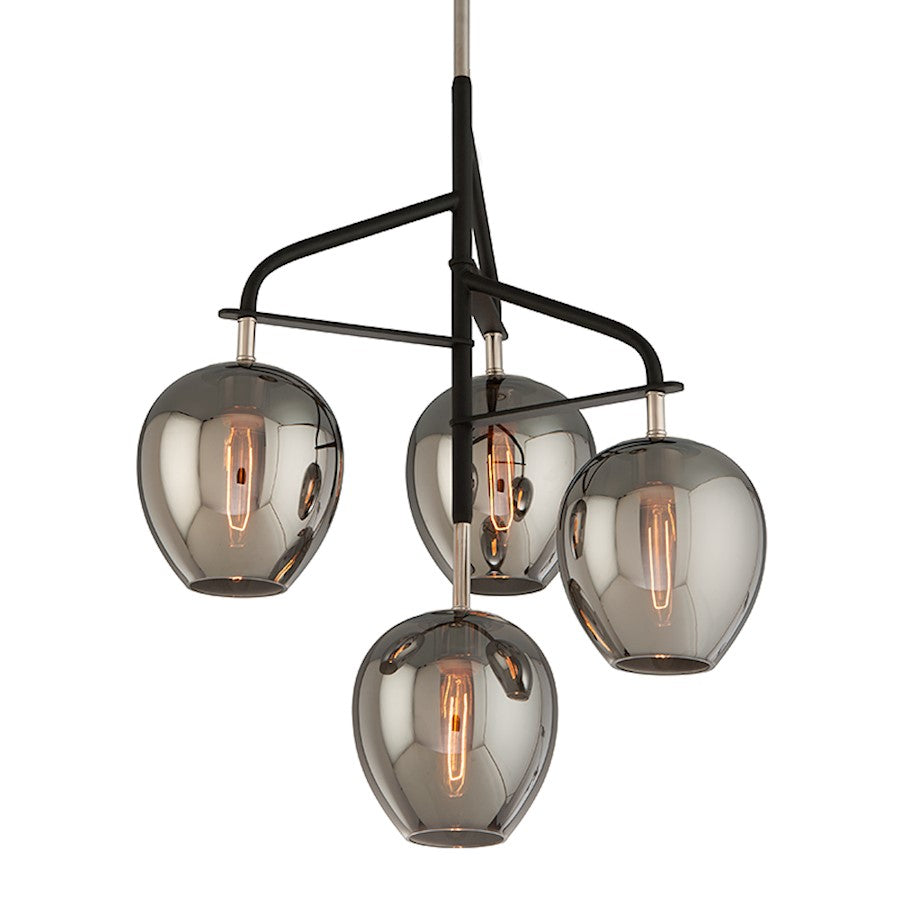 Troy Lighting Odyssey 4 Light Chandelier, Textured Black/Nickel - F4295-TBK-PN