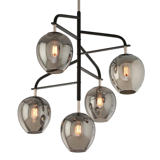 Troy Lighting Odyssey 5 Light Chandelier, Black/Polished Nickel - F4297-TBK-PN